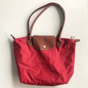 Small Deep Red Longchamp Le Pliage Handbag